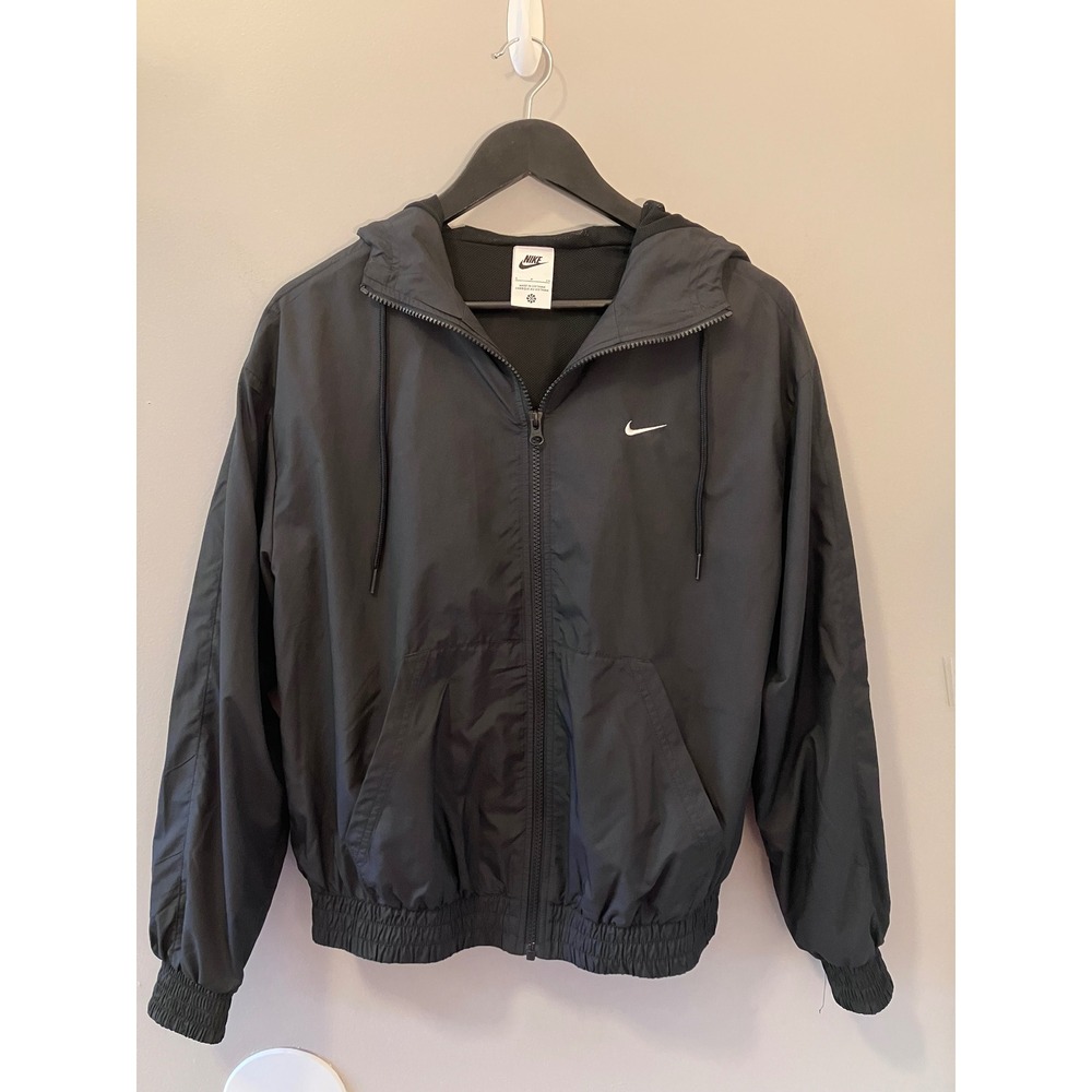 Nike Womens Black Full Zip Hooded Windbreaker Jacket Small RN56323 CA05553